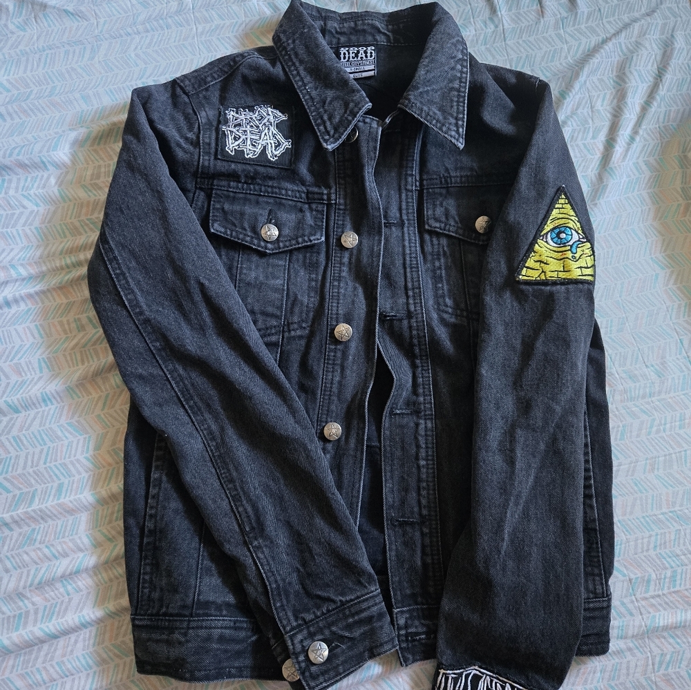 Y2k Drop Dead Clothing  Patch Jean Jacket